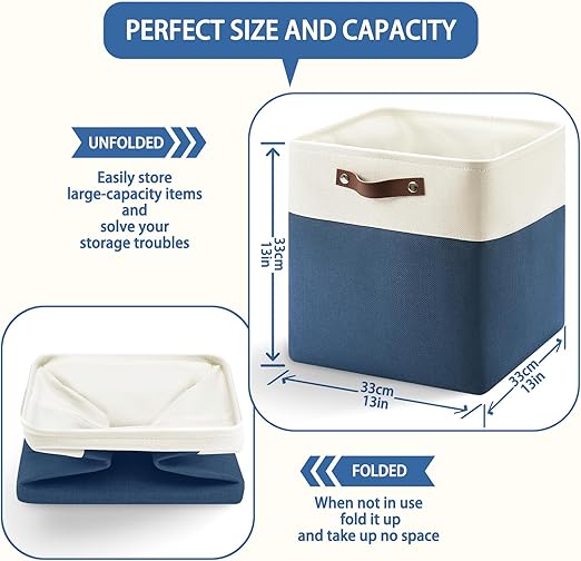 Patvingot 4 Pack 13 Inch Cube Storage Bins Foldable Basket Organizer With Handle