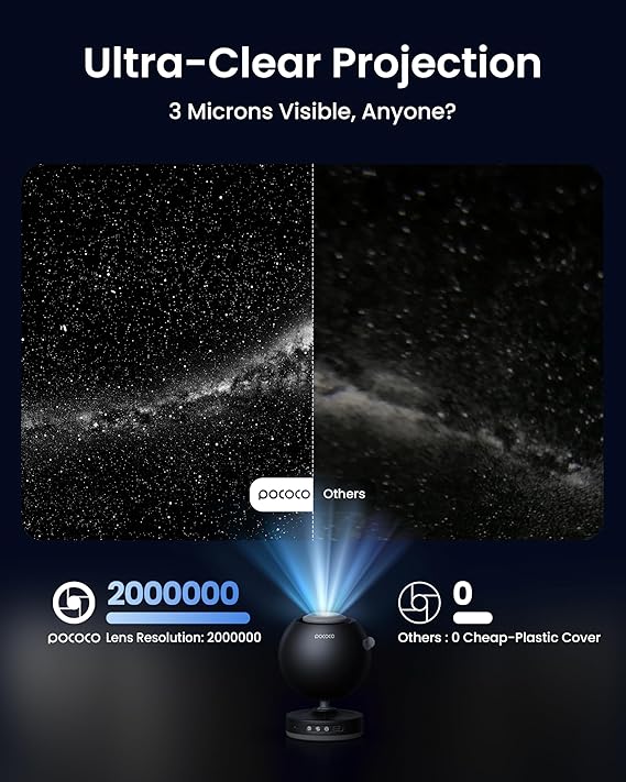 POCOCO Galaxy Star Projector With Replaceable Optical Film Discs Night Light