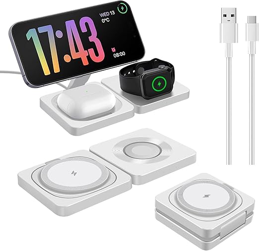 Compact Design Foldable 3 In 1 Wireless Charging Station Magsafe Charger Airpods