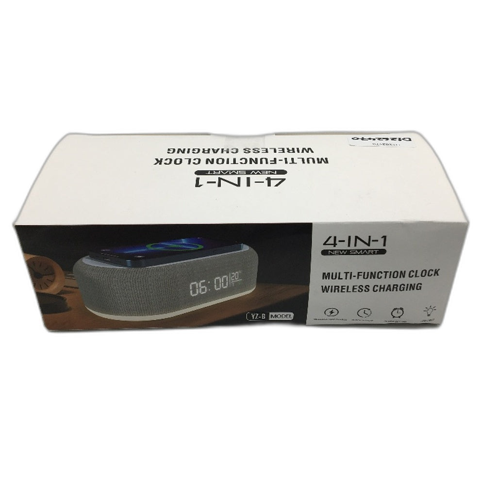 Multi Functional 4 In 1 Alarm Clock With Wireless Charging Dimmable Night Light