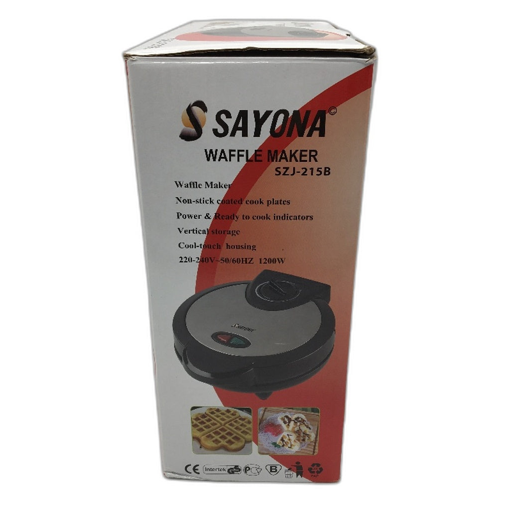 Sayona SZJ-215B 1200W 220-240V 50-60Hz Non Stick Electric Waffle Maker NEW