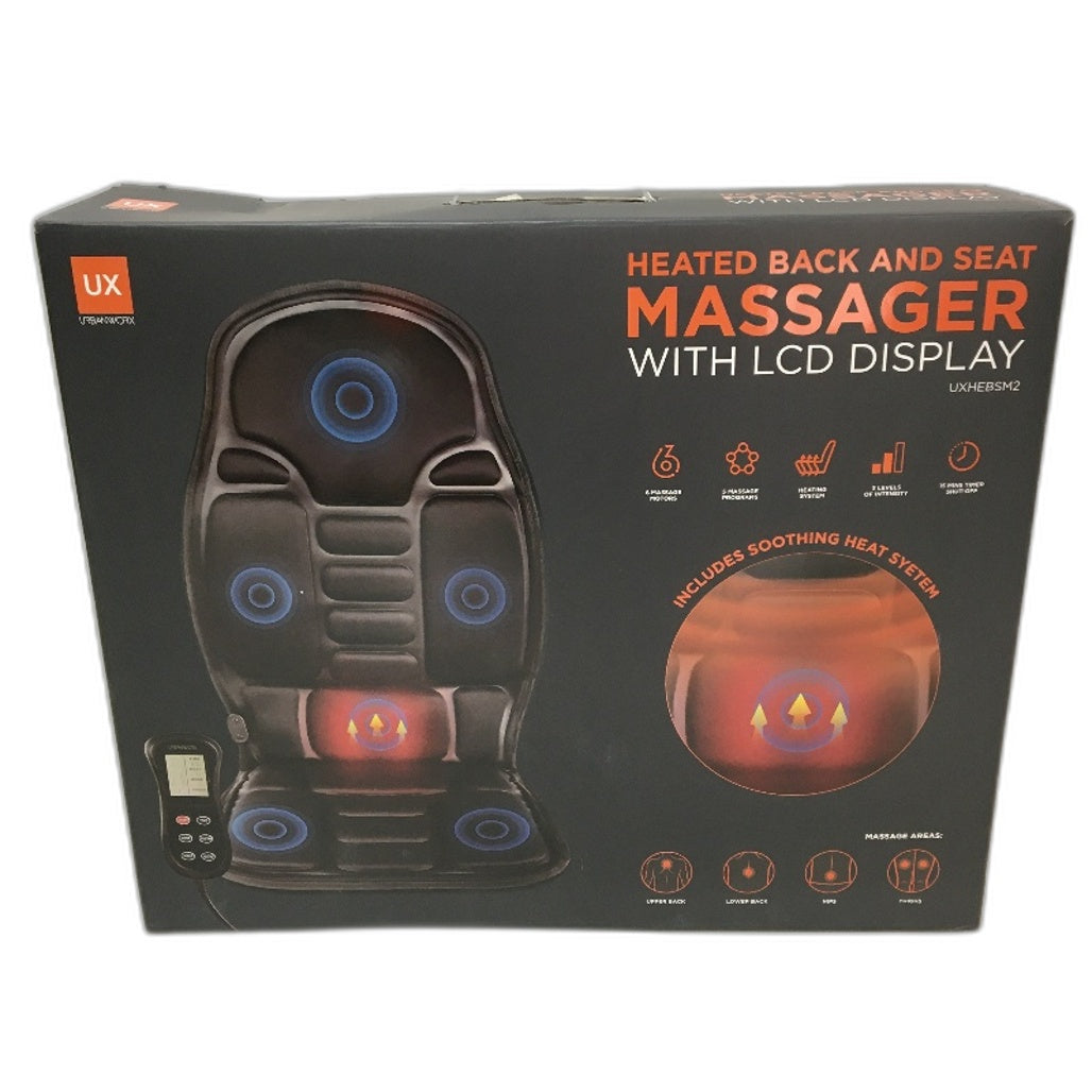 Urbanworx UXHEBSM2 4 Area Back and Seat Kneading Massager with Heating NEW