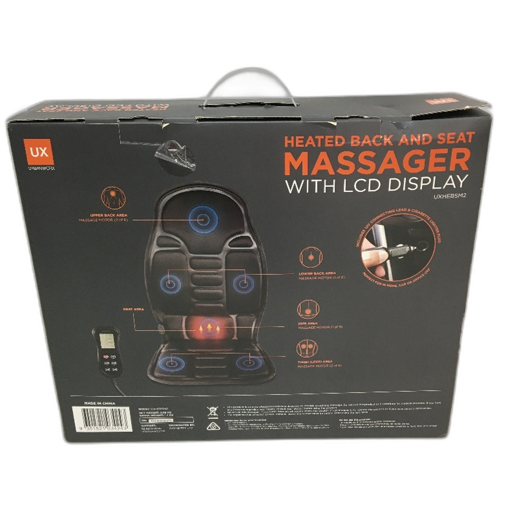 Urbanworx UXHEBSM2 4 Area Back and Seat Kneading Massager with Heating NEW