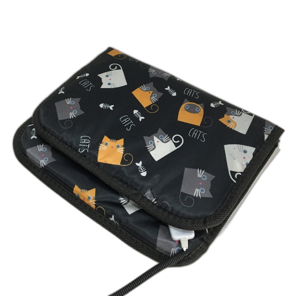 Cat Pattern Black Pet Electric Square Heating Pad 58x40cm DEMO