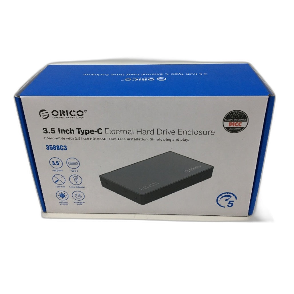 Orico 3588C3 3.5 Inch USB A to Type-C 5Gbps External Hard Drive Enclosure NEW