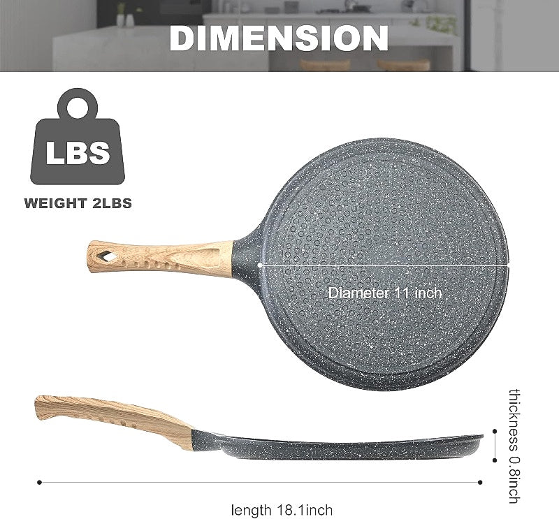 28cm Non Stick Crepe Griddle Aluminum Pan with Wooden Spreader DEMO