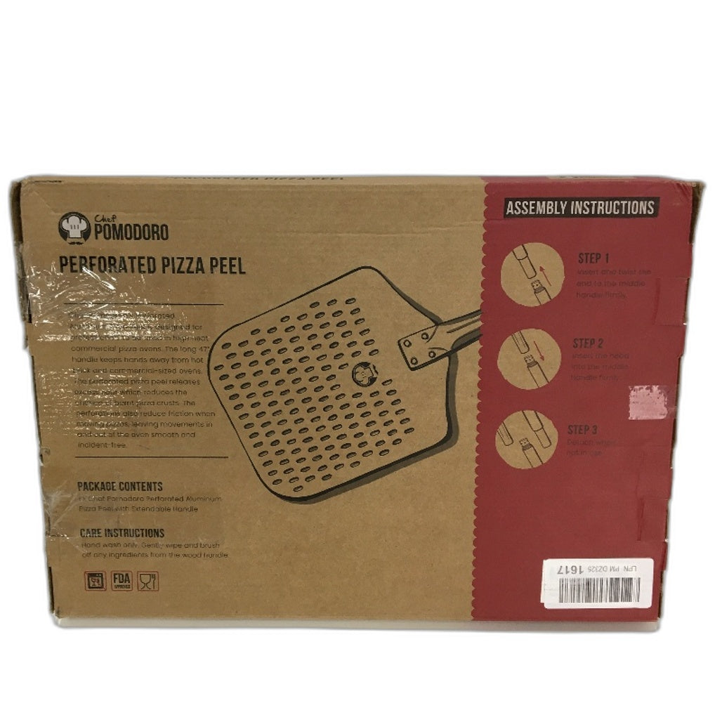 Chef Pomodoro 12x14 In Perforated Aluminum Pizza Peel with Detachable Handle NEW