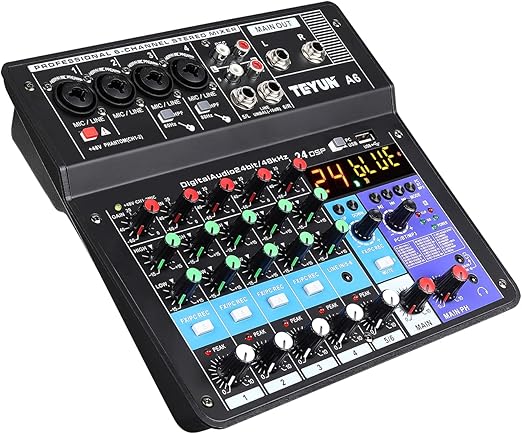 Teyun A6 6 Channel 48V Professional Portable Wireless Sound Mixing Console NEW