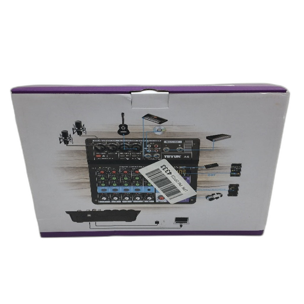 Teyun A6 6 Channel 48V Professional Portable Wireless Sound Mixing Console NEW