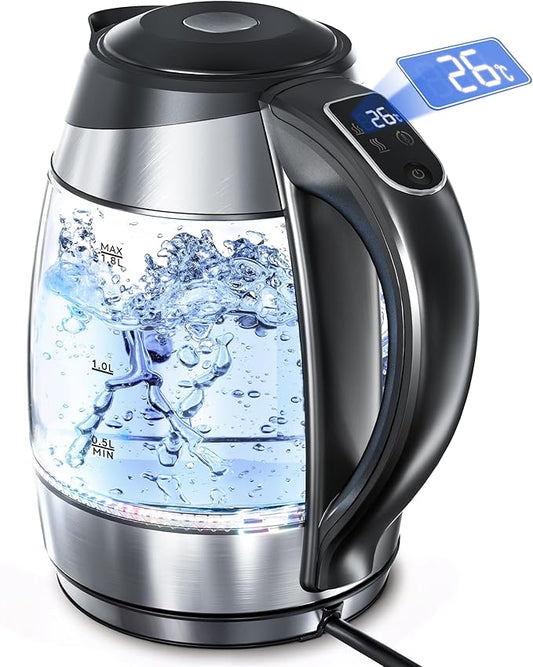 1.8L LED Light 360 Degree Swivel Automatic Shut Off Glass Kettle NEW