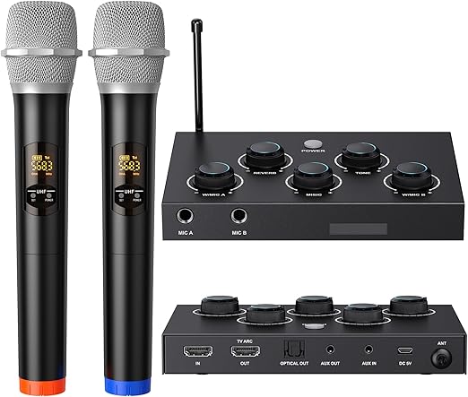 DigitNow 2 in 1 100ft Long Range Portable UHF Wireless Microphone Mixer NEW