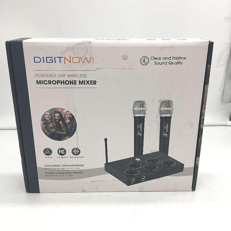 DigitNow 2 in 1 100ft Long Range Portable UHF Wireless Microphone Mixer NEW