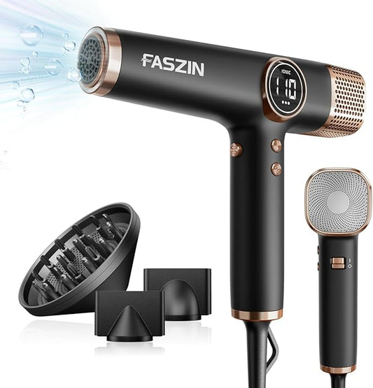 Faszin JetX J100 Series 110K RPM High Speed Ionic Hair Dryer in Black NEW