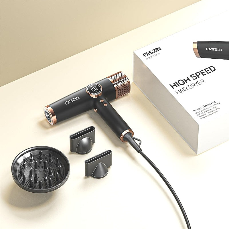 Faszin JetX J100 Series 110K RPM High Speed Ionic Hair Dryer in Black NEW