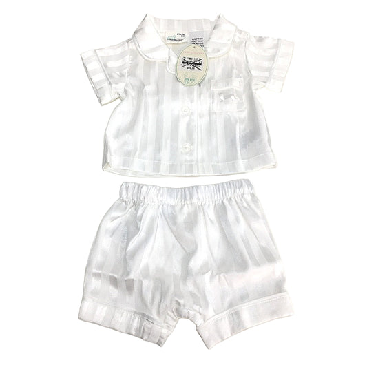 Peter Alexander Classic White Satin Shortie Pyjama Set Baby Sz 00-03 Months NEW