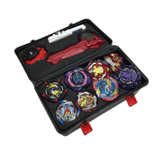 Set of 8 Metal Assembled Gyro Spinning Top Battle Toy with Launcher NEW