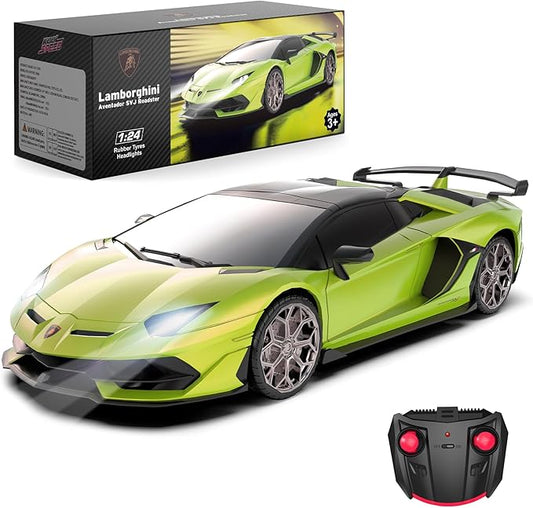 AeroQuest Lamborghini Aventador SVJ Roadster 1:24 RC Car in Lime Green NEW
