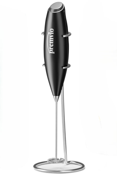 Premvio Powerful Milk Frother Handheld Electric Foam Maker With Stand