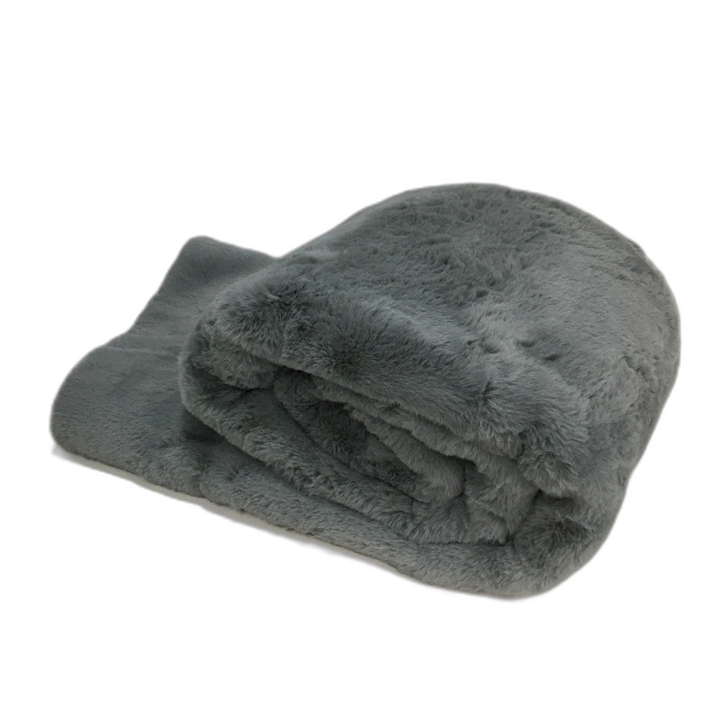 Kirkton House Super Soft Faux Rabbit Fur Plush Grey Floor Rug NEW