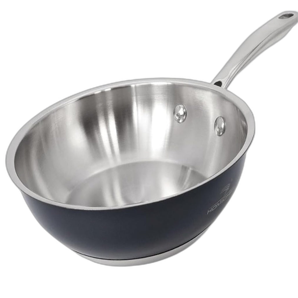 Homichef Nickel Free Stainless Steel Navy & Silver 24cm Frying Pan Non-Stick