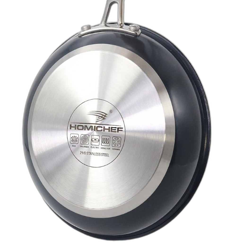 Homichef Nickel Free Stainless Steel Navy & Silver 24cm Frying Pan Non-Stick