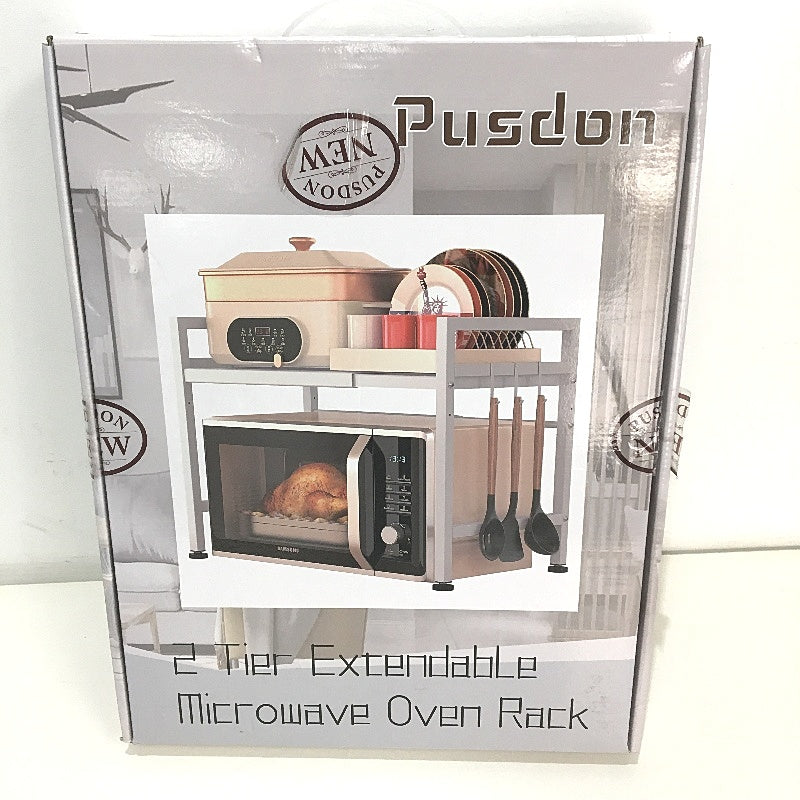 Pusdon 2-Tier Extendable Microwave Oven Rack Shelf Heavy Duty Stand Organiser