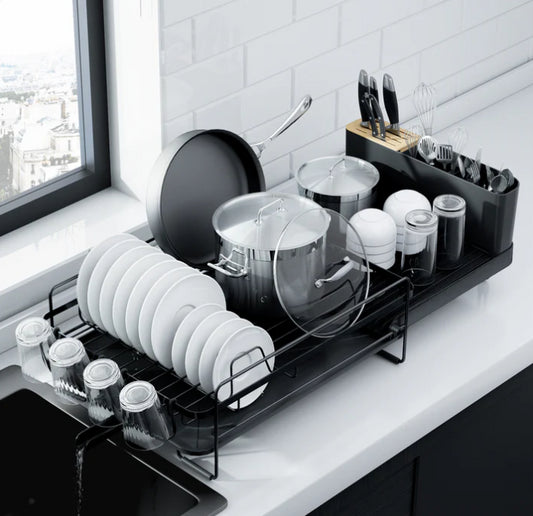 Kitsure Large Extendable Dish Drying Rack Multifunctional Water Drainer