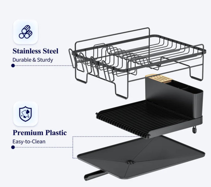 Kitsure Large Extendable Dish Drying Rack Multifunctional Water Drainer