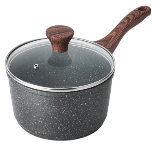 Sensarte Non-Stick Saucepan With Lid 20cm Medium Pot 2.5 Quart Granite Coating