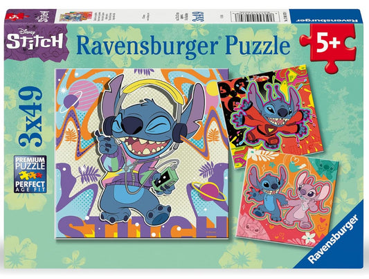 Ravensburger 3x 49 Piece Disney Stitch Themed Puzzles Game