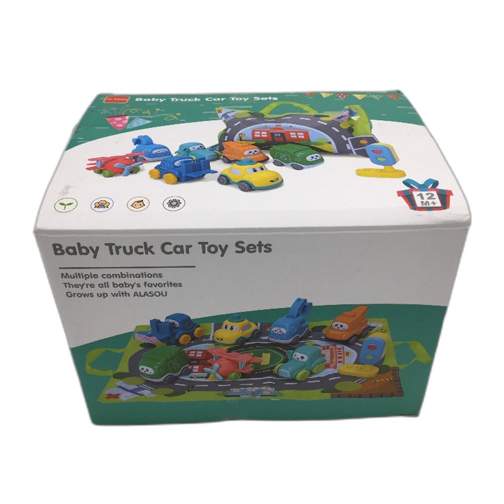 Alasou 7 Piece Baby Cartoon Car Toys With Playmat/Storage Bag