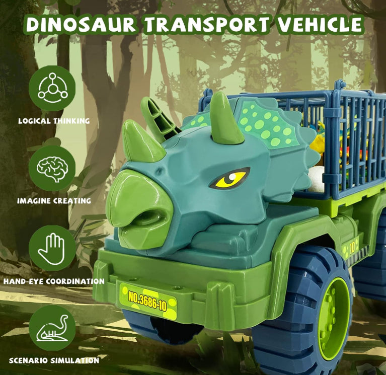 Funsure Dinosaur Triceratops Truck Toy Big Dino Transport Cage With Play Mat