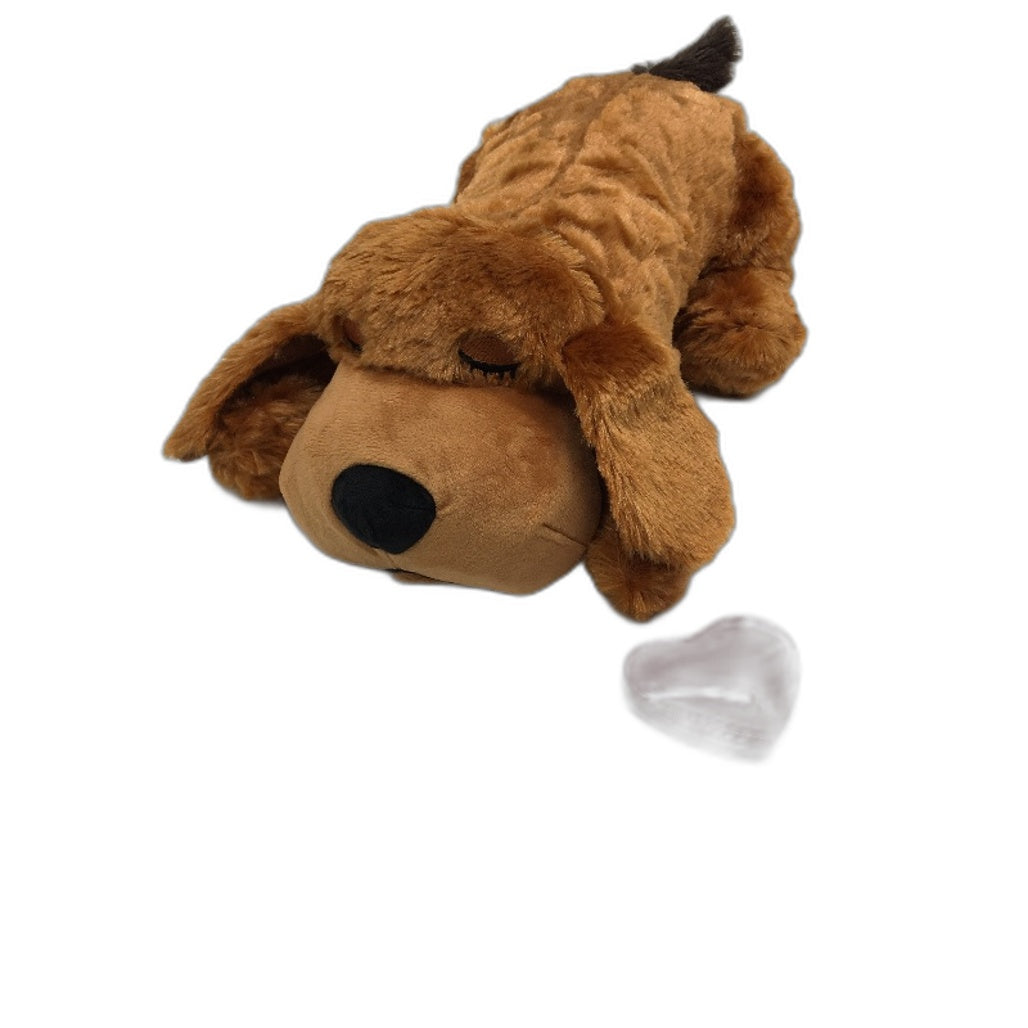 Vocheer Puppy Heartbeat Plush Toy Dog Anxiety Relief Brown Teddy Heat Pack
