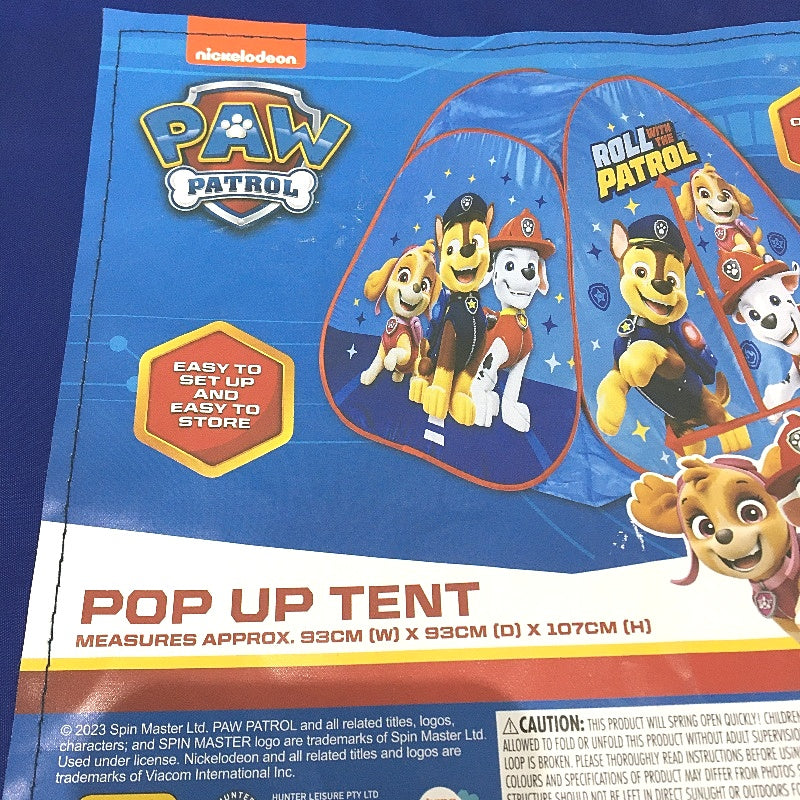 Nickelodeon Paw Patrol Blue Pop-Up Tent Kids Play Tent Playhouse With Carry Bag