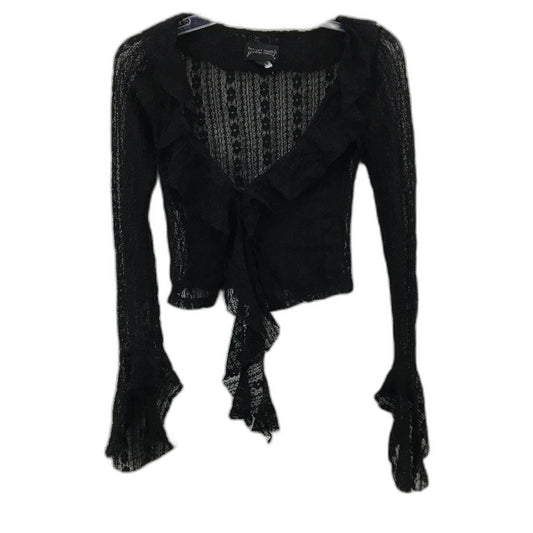Neon Hart Black Floral Lace Long Sleeve Hook & Clasp Sheer Cardigan Ladies Sz M
