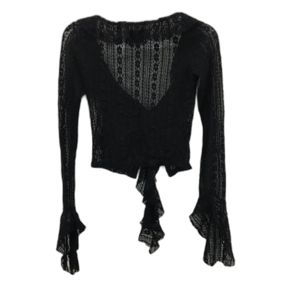 Neon Hart Black Floral Lace Long Sleeve Hook & Clasp Sheer Cardigan Ladies Sz M