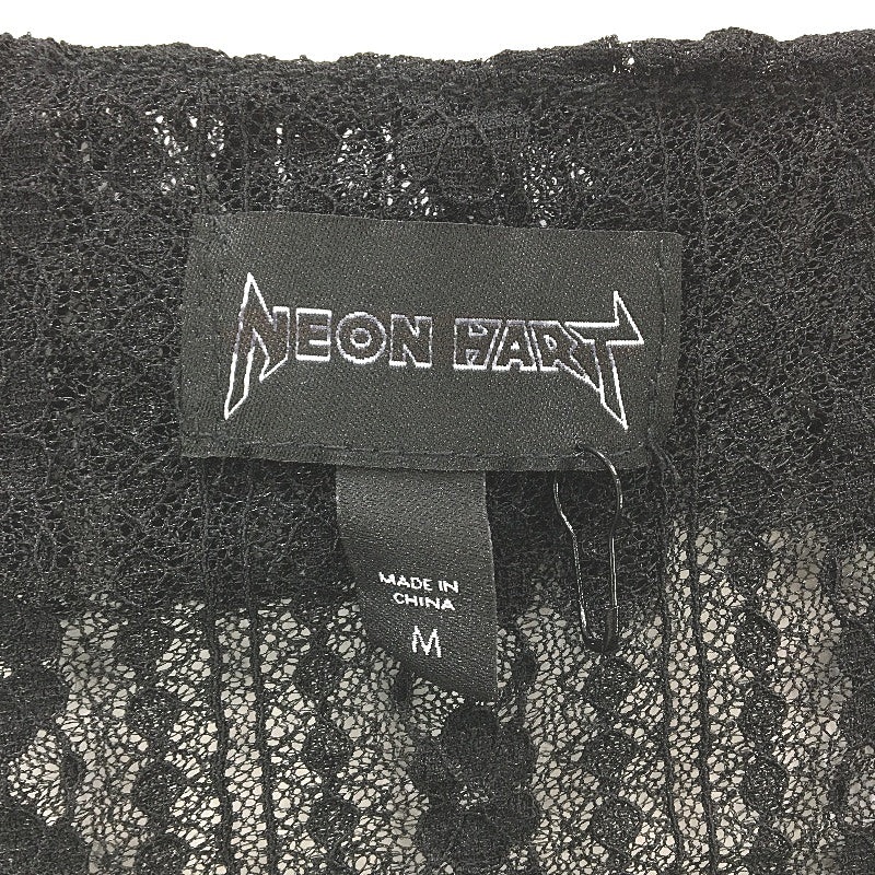 Neon Hart Black Floral Lace Long Sleeve Hook & Clasp Sheer Cardigan Ladies Sz M