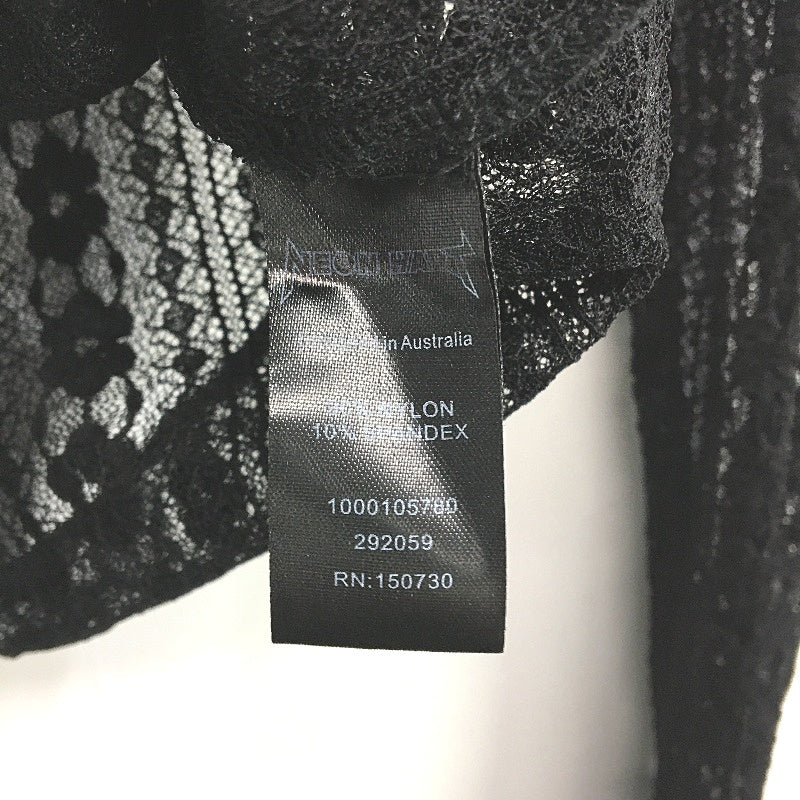 Neon Hart Black Floral Lace Long Sleeve Hook & Clasp Sheer Cardigan Ladies Sz M