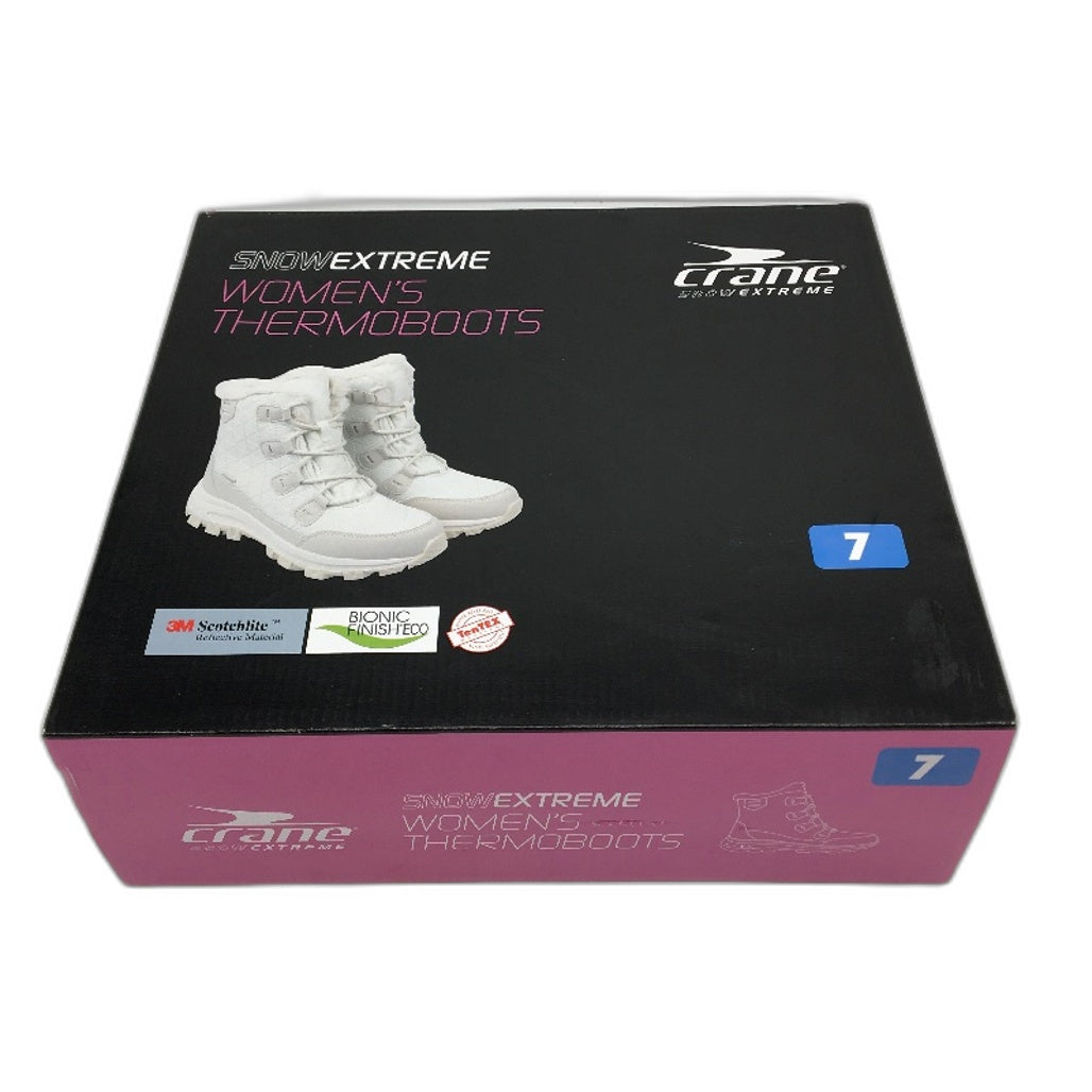 Crane Snow Extreme Thermoboots Warm Boots Fleece Lined White Womens Size 7 NEW