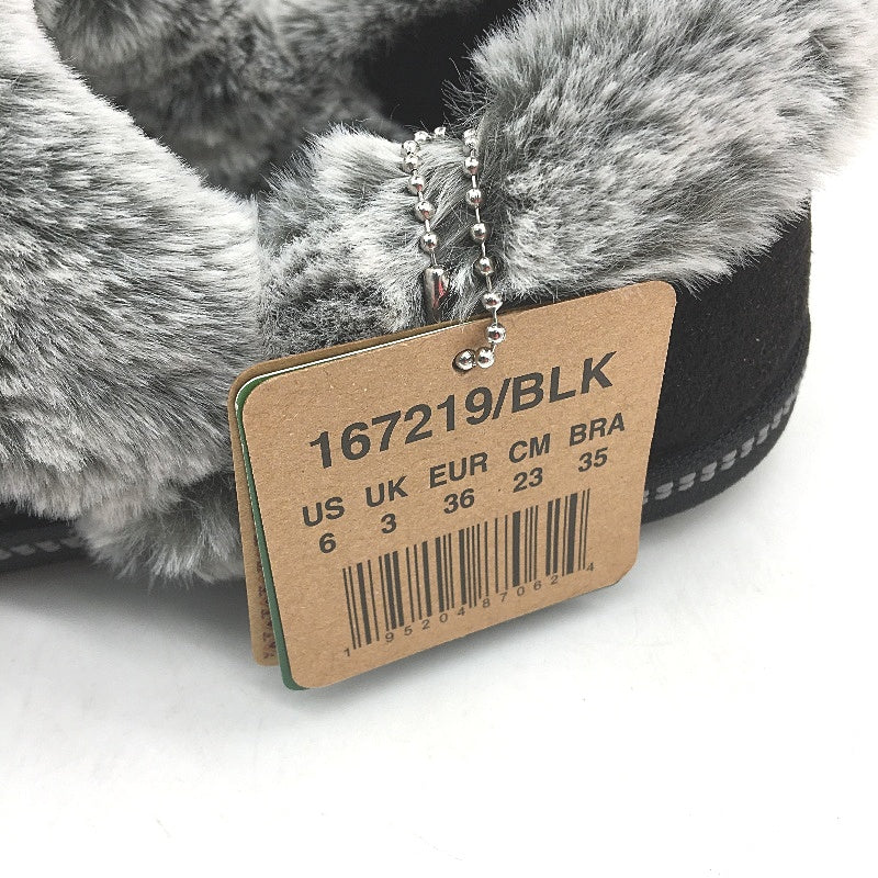 Skechers Memory Foam Cozy Campfire Black Faux Fur Slippers Ladies Size 6 NEW