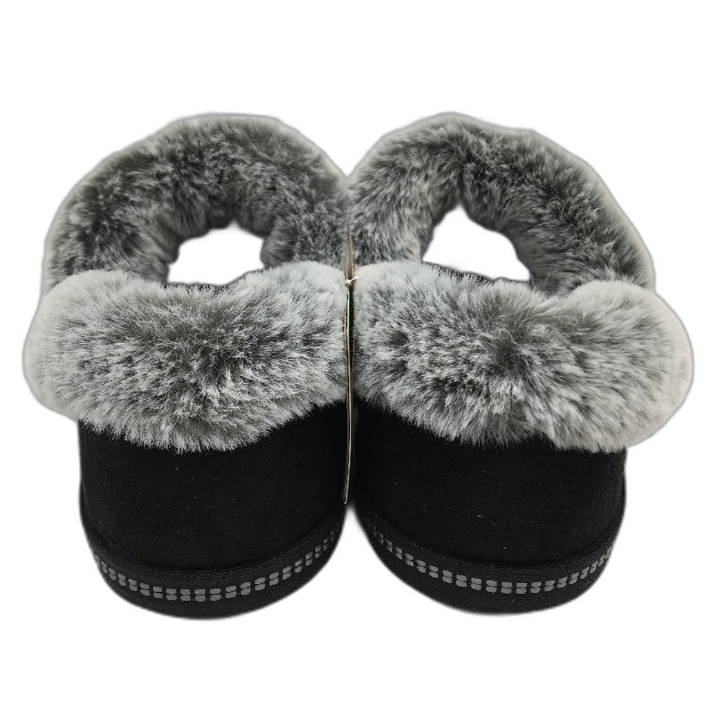 Skechers Memory Foam Cozy Campfire Black Faux Fur Slippers Ladies Size 6 NEW