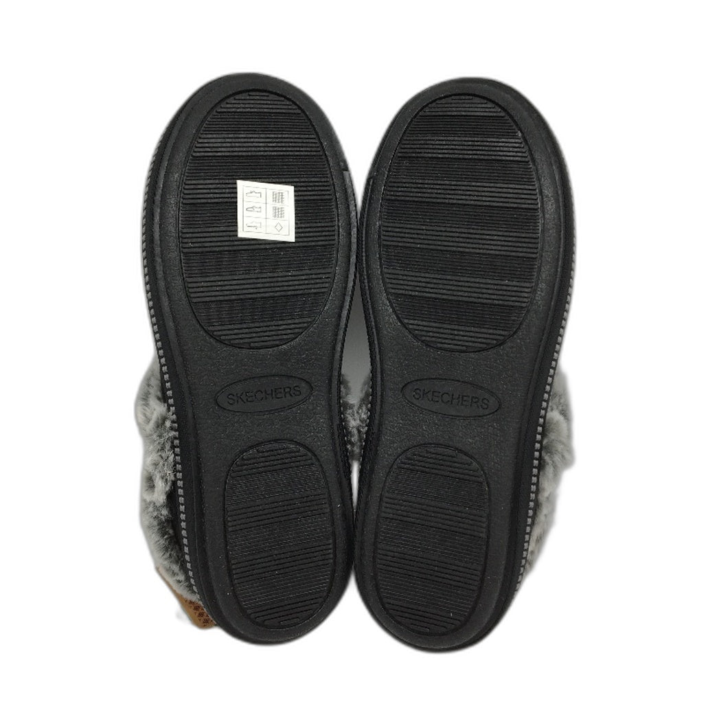 Skechers Memory Foam Cozy Campfire Black Faux Fur Slippers Ladies Size 6 NEW