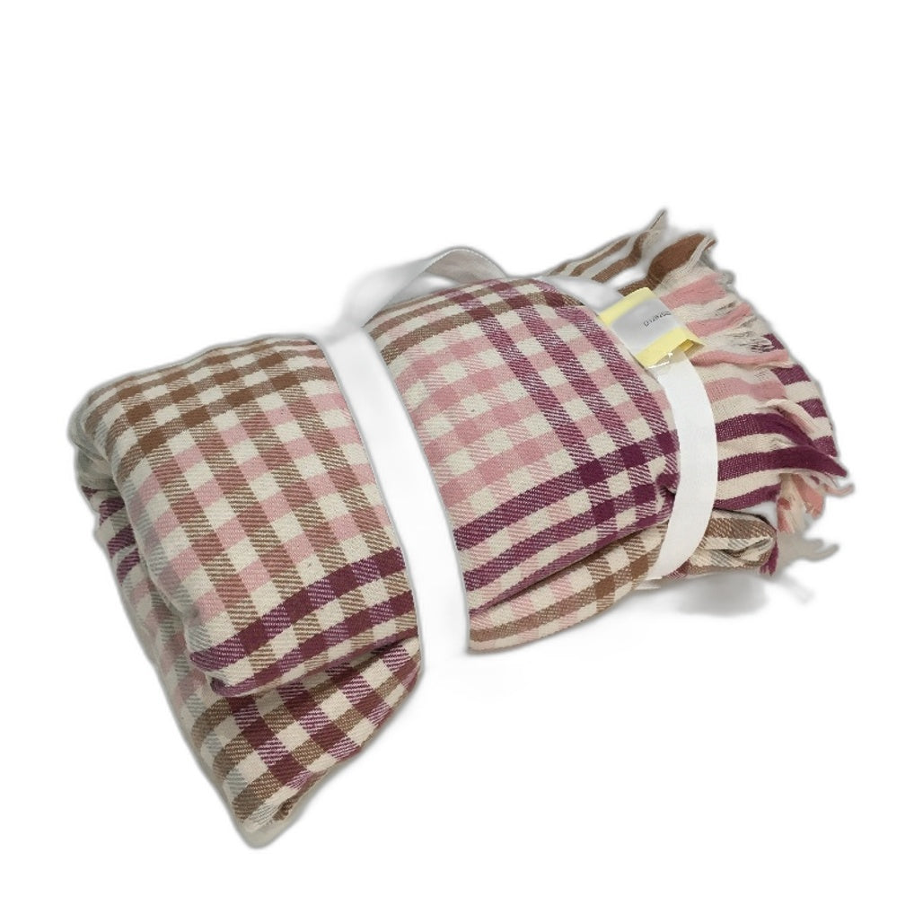 Kirkton House Multicoloured Check Soft Cotton Lightweight Throw Blanket NEW