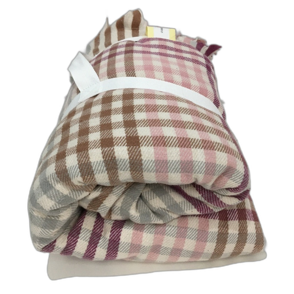 Kirkton House Multicoloured Check Soft Cotton Lightweight Throw Blanket NEW