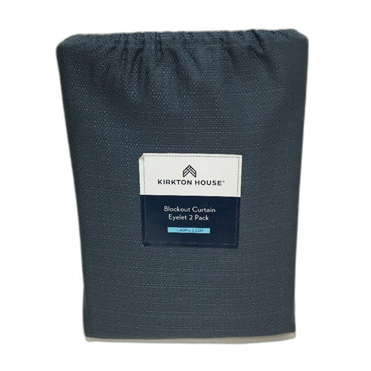 Kirkton House Blockout Navy Blue Curtain Eyelet 2 Pack 1.4 x 2.23m NEW