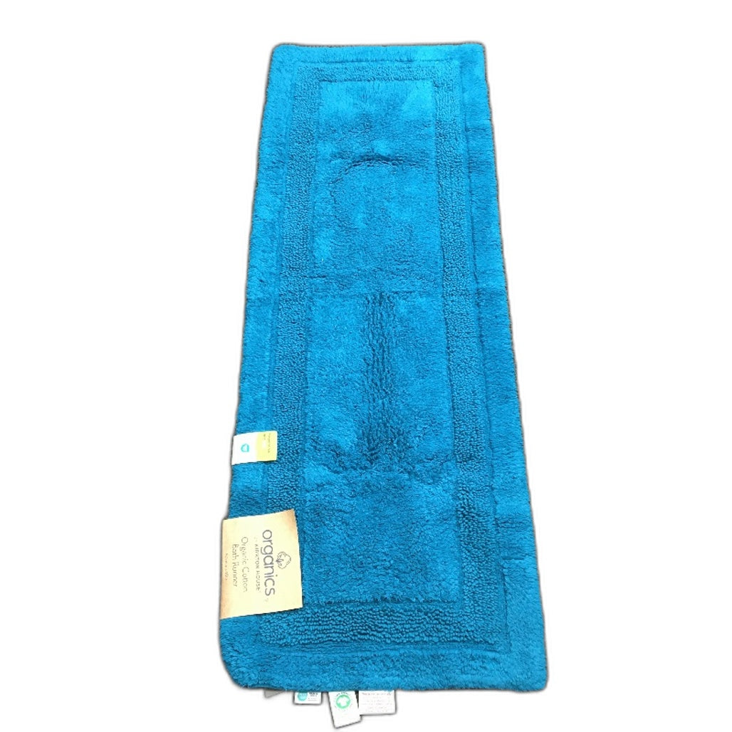 Organics By Kirkton House Cotton Ocean Teal Blue Bath Runner Mat 50 x 140cm NEW