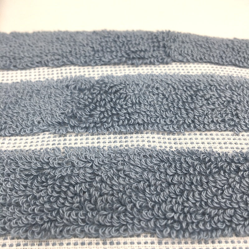Kirkton House Set of 3 100% Cotton Blue Ribbed Striped Bath Towel Pack NEW