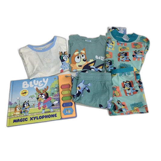 Bluey & Friends 6 Piece Clothing & Music Book Pack Kids Boys Size 4 NEW