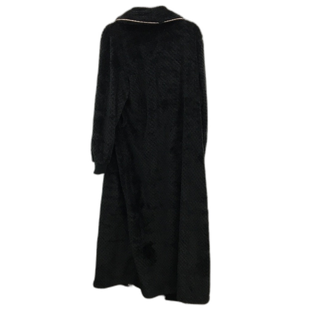 Peter Alexander Black Cotton Blend Jacquard Dressing Gown Robe Ladies Size M NEW