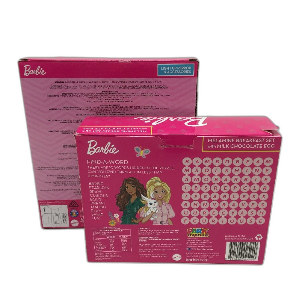 Barbie 4 Piece Clothing, Make Up & Dinner Wear Easter Egg Pack Girls Size 4 NEW